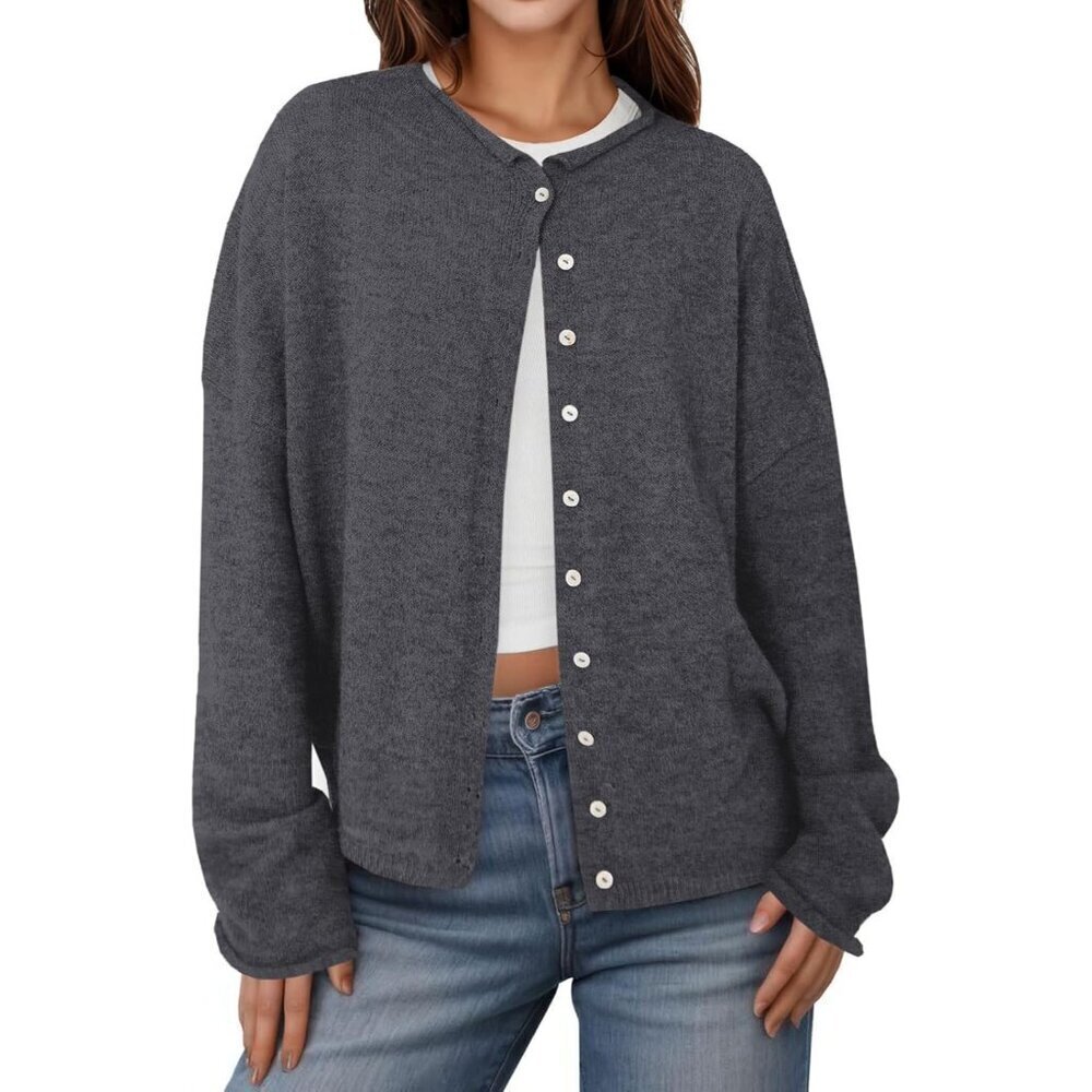 Women's Lightweight Knit Cardigan Sweater Long Sleeve Button Down Fall Stylish